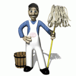 Kevin's Floor Care Animated Man with mop and bucket